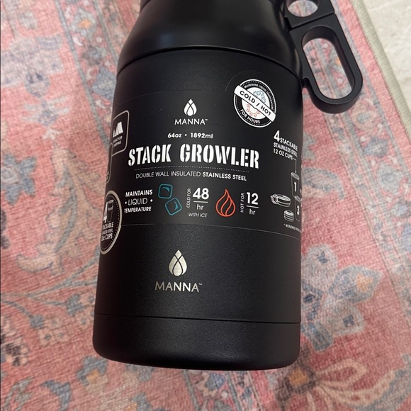 Manna 64oz Stack Growler Black Insulated Stainless Steel Double Wall BPA Free - Picture 9 of 11